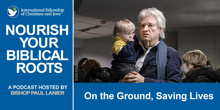 Bishop Paul Lanier with needy Jewish people in Ukraine