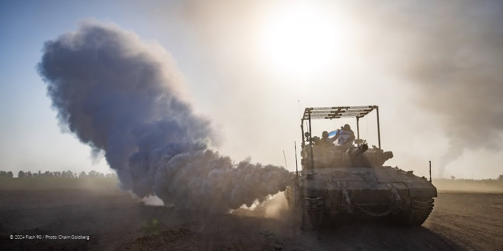 An Israeli tank seen near the Israeli-Gaza border, southern Israel