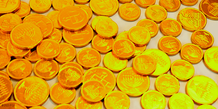 Gold coins on a table