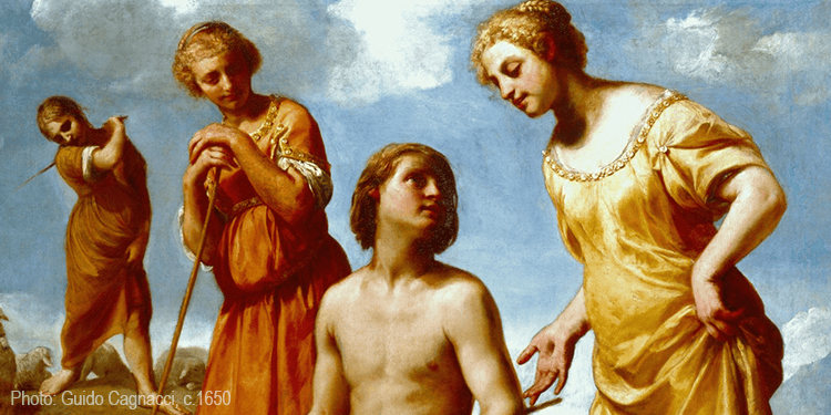 Ancient biblical scene of Jacob, also known as Ya'akov, receiving a blessing from his mother, symbolizing faith and heritage.