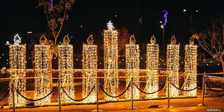 Hanukkah lights on display
