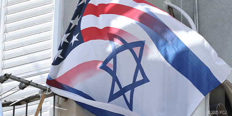 Combined Israeli and American flags