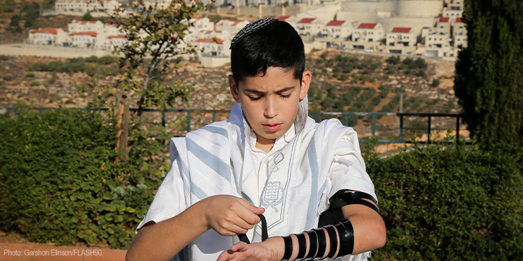 Jewish boy at Bar Mitzvah