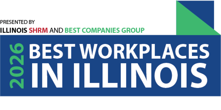IFCJ logo displayed on a webpage with ratings and reviews, highlighting the organization's recognition as one of the best workplaces in Illinois for 2026.