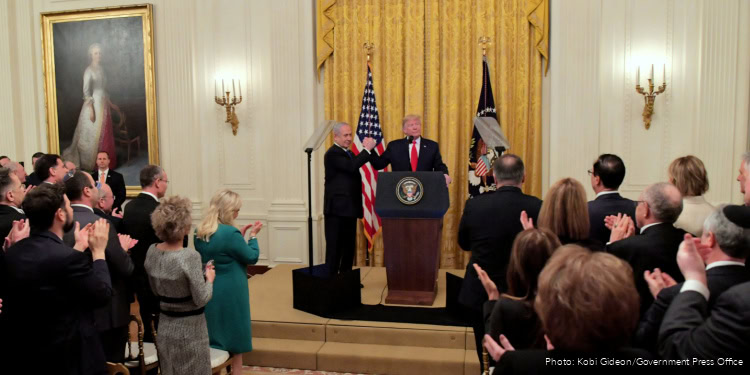 President Donald Trump and Prime Minister Benjamin Netanyahu at the White House presenting the ‘Trump Middle East Peace Plan’