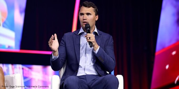 Charlie Kirk speaking at an event.