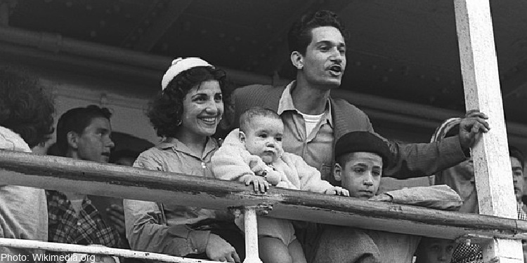 Family of olim or new immigrants arriving in Israel from Morocco in 1954.