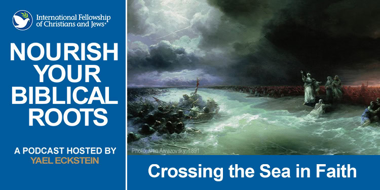 Illustration of Israelites crossing the Red Sea