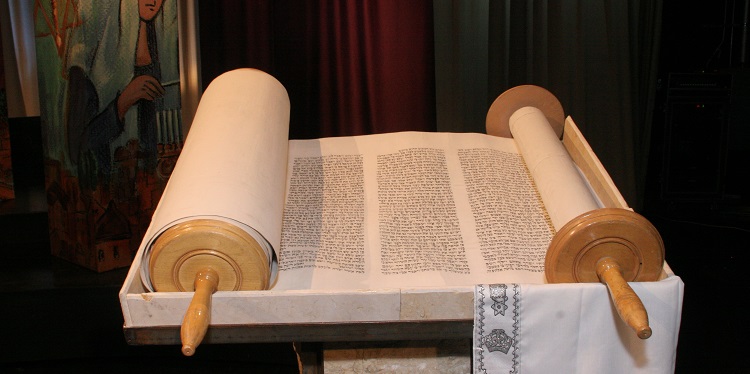 An open Torah scroll at the Journey to Zion filming.