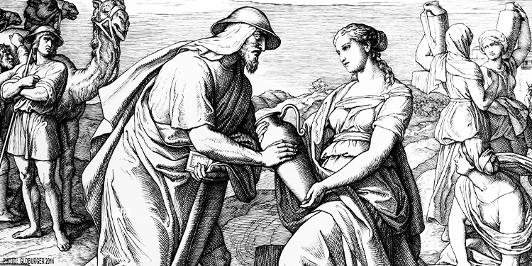 Rebekah gives Eliezer water