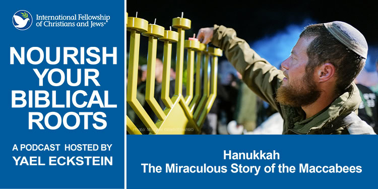 IDF soldier and menorah illustrate Hanukkah and the Maccabees