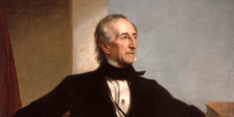 Portrait painting of John Tyler in a suit.