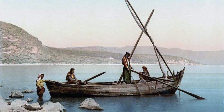 Holy Land fisherman on the Sea of Galilee, 1900