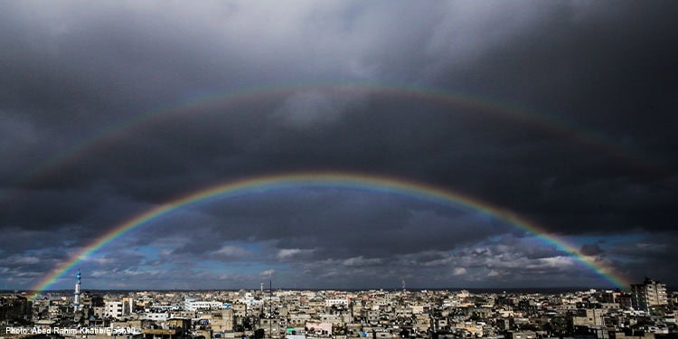 A rainbow seen over Rafah, in the southern Gaza Strip