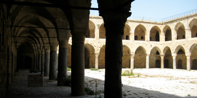 Inside view from Akko Israel ruins in the crusader tunnels.