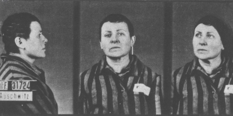 Mugshots of Auschwitz-Birkenau prisoner Anne-Marie Epaud