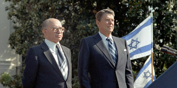 Menachem Begin and Ronald Reagan at White House, September 9, 1981