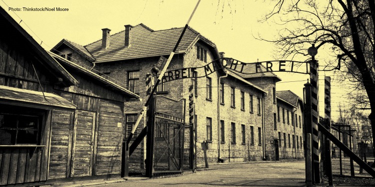 Drawing of walkway in Auschwitz.