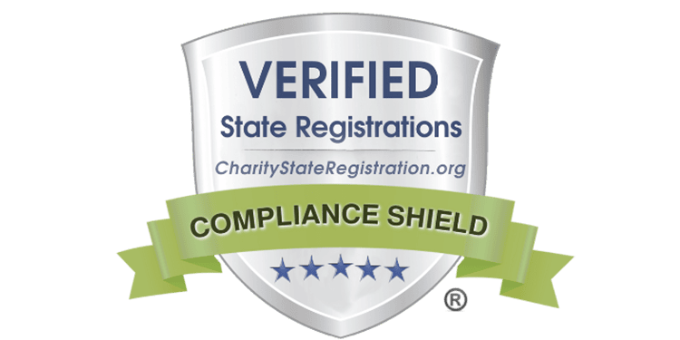 IFCJ compliance shield badge indicating verified state registrations and adherence to charity standards, symbolizing trust and transparency in charitable work.