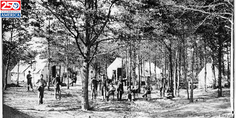 Passover celebration during the Civil War era with Jewish families and soldiers gathered outdoors, commemorating Passover amidst a historic 1862 American Civil War setting.