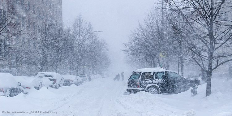 Car stuck in a blizzard