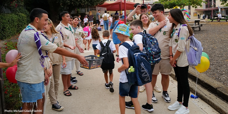 Israeli students seen on the first day of school