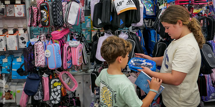 Children shopping for school supplies