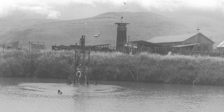 Kibbutzim swimming at Tel Amal in 1930s