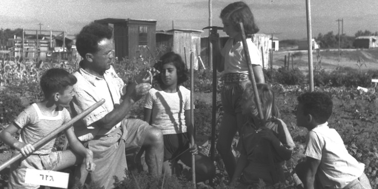 Israeli children learn to garden at Ben Shemen Youth Village, 1949