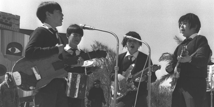 Israeli children dressed up as Beatles on days of Purim, 1966