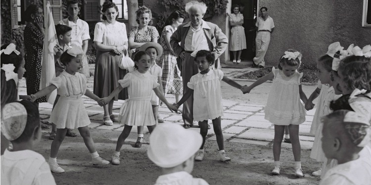 David Ben-Gurion watches Israeli children dance, 1949