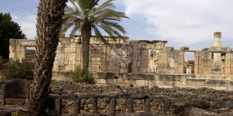 Archaeology site of ancient synagogue in Capernaum