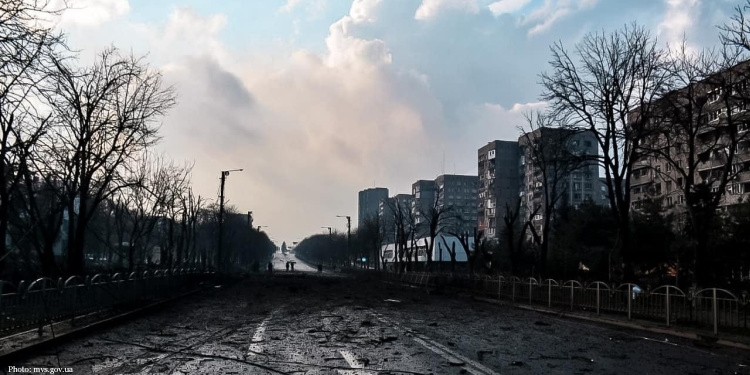 Destruction in 2022 in Mariupol, Ukraine