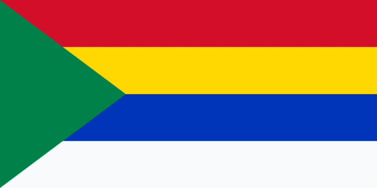 Druze Flag with green, red, yellow, blue, and white colors