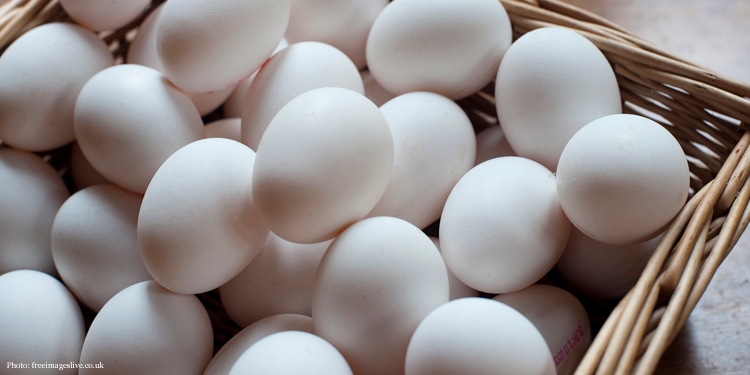 White eggs in a basket