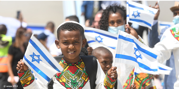 A group of Ethiopian immigrants arriving in Israel in 2022.