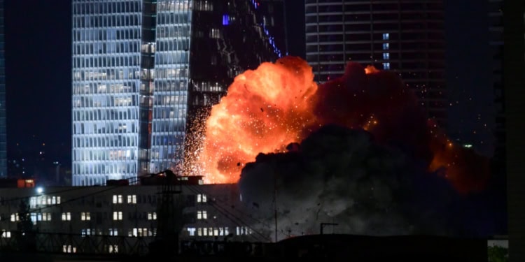 Interception from a missile attack on Israel fired from Iran. June 13, 2025