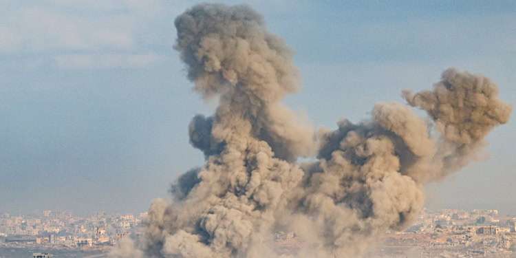 Smoke rises from an israeli military operation in the northern Gaza Strip, as it seen from the Israeli side of the border, July 13, 2025
