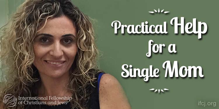 Orli, IFCJ recipient featured in an IFCJ promotion with the text: Practical help for a single mom.