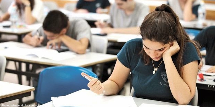 Female taking a test