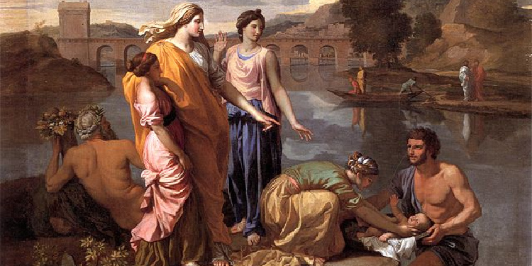 Pharaoh's daughter, Bithiah finds Moses in the Nile River in Egypt. 