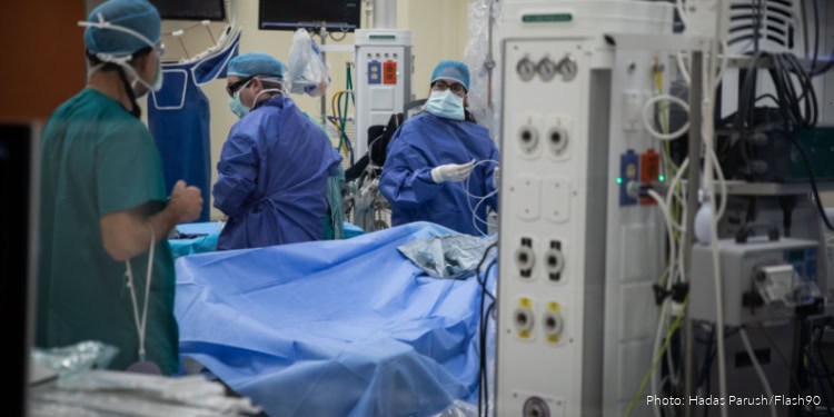Israeli doctors perform cardiac catheterizations at Hadassah Ein Karem Hospital, in Jerusalem, on January 20, 2020.