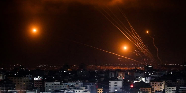 Rockets being fired by Islamic Jihad toward Israel from the Gaza Strip, on August 6, 2022, during Operation Breaking Dawn
