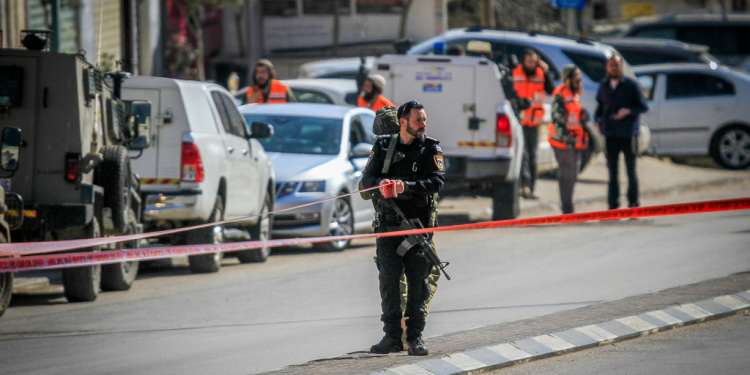 IDF soldier at scene of terror shooting attack, February 26, 2023