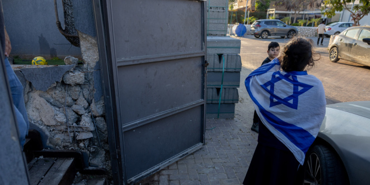 Rocket fire damages a house in Sderot, Israel, May 2023