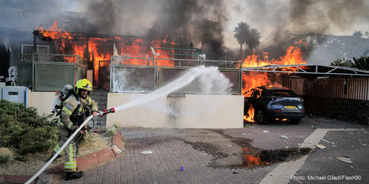 View of a house which was directly hit in a missiles attack from Lebanon, in Katsrin, northern Israel, August 21, 2024. Photo by Michael Giladi/Flash90