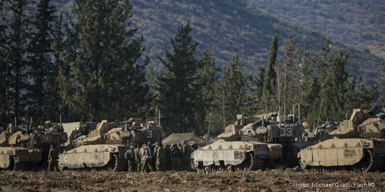 Israeli soldiers seen at a staging area near the Israeli border with Lebanon, September 30, 2024.