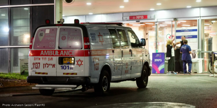 Medical teams seen at the Sheba Medical center in Ramat Gan, after evacuating wounded people from the scene of the drone attack, October 13, 2024.