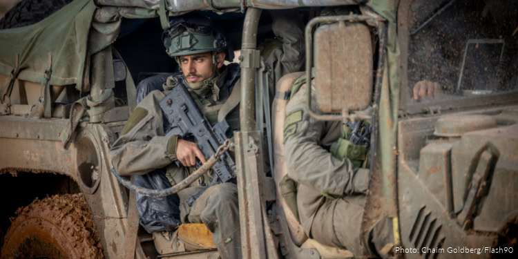 Israeli soldiers from the Armored Brigade operating in a village in southern Lebanon, on November 20, 2024, during Israeli military operations in southern Lebanon.
