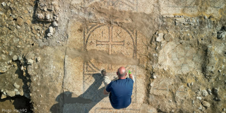 View of Roman and Byzantine monastery discovered during an excavation of the Israeli Antiquities Authority, outside the southern Israeli city of Kiryat Gat, January 6, 2025.